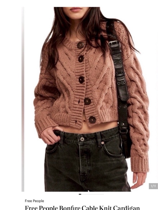 Free People Sweaters - Free People Bonfire Cable Knit Cardigan - Mauve Pink